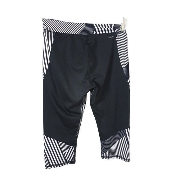 Adidas Girls Leggings Cropped Geometric Patterned Black White Sm sz 7/8 - Picture 3 of 4